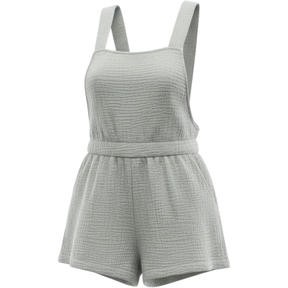 Ces Femme Sage Green Cotton Gauze Romper Overalls Shorts Small 3J6847SB